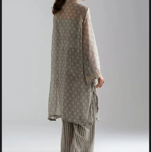 ETHNC Womens Dress  Kurta Tunic Longline With Pant Sage Green Embroidere… - Picture 3 of 9